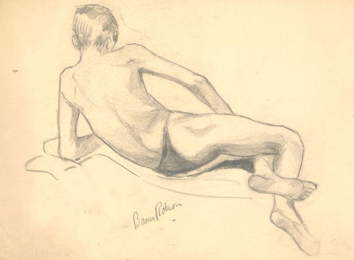 S. Barnes Robson (1900-1973) - Graphite Drawing, Reclined Male Figure