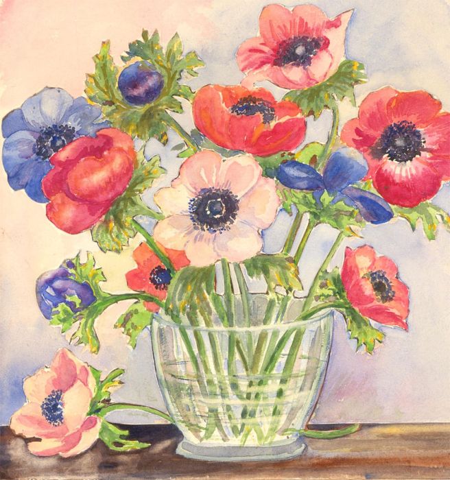 S. Barnes Robson (1900-1973) - Mid 20th Century Watercolour, Flower Vase