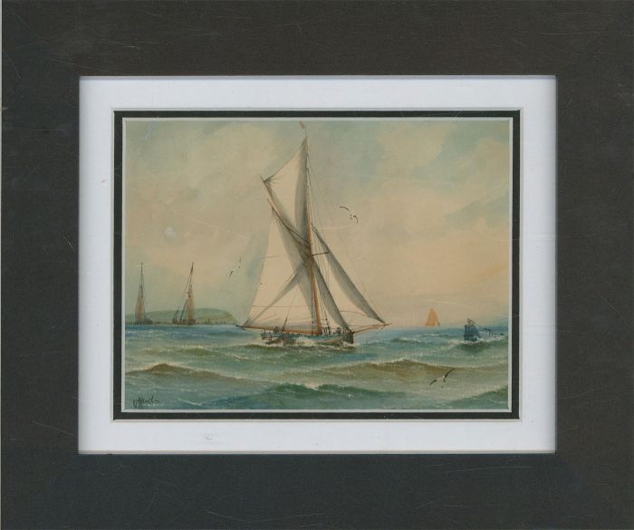 Framed Late 19th Century Watercolour - Out at Sea