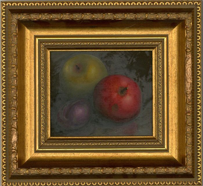 George Reekie (1911-1969) - Mid 20th Century Oil, Apples and Plum