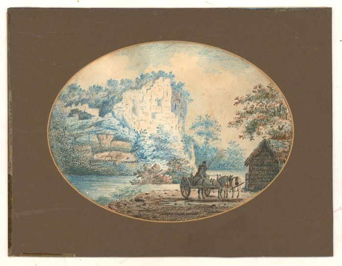 George Smith - c.1790 Pastel, Grimbald Crag, Knaresborough