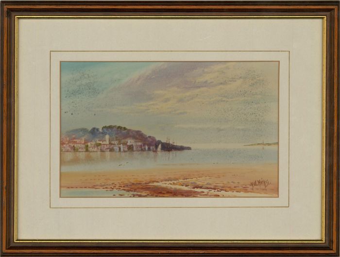 Herbert William Hicks (1880-1944) - Watercolour, Still Harbour