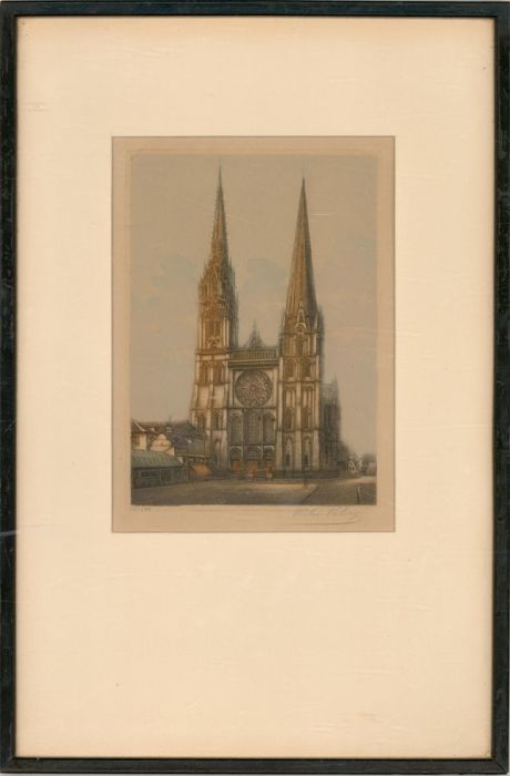 Victor Valery (act. 1889-1910) - Late 19th Century Etching, Chartres Cathedral
