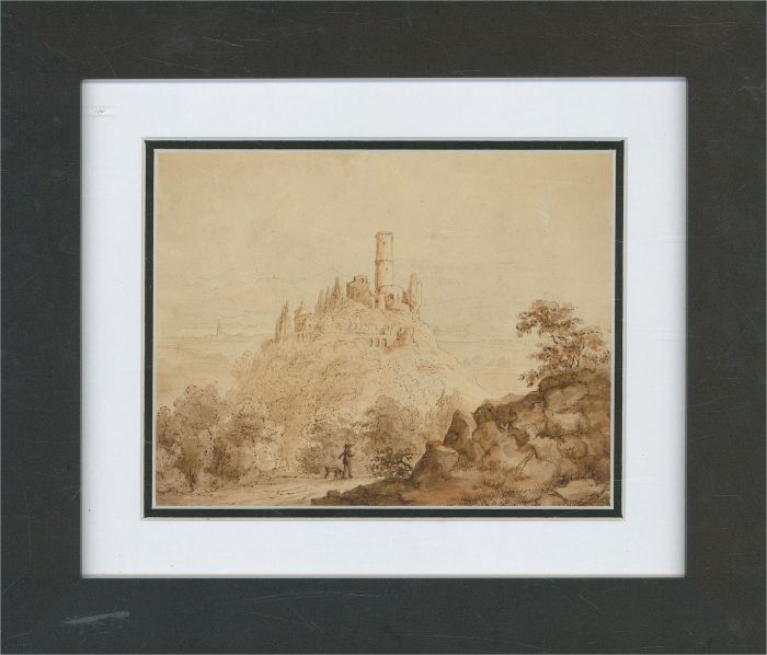 Attrib. Henry Gastineau (1791-1876) - Watercolour, Figure and Dog