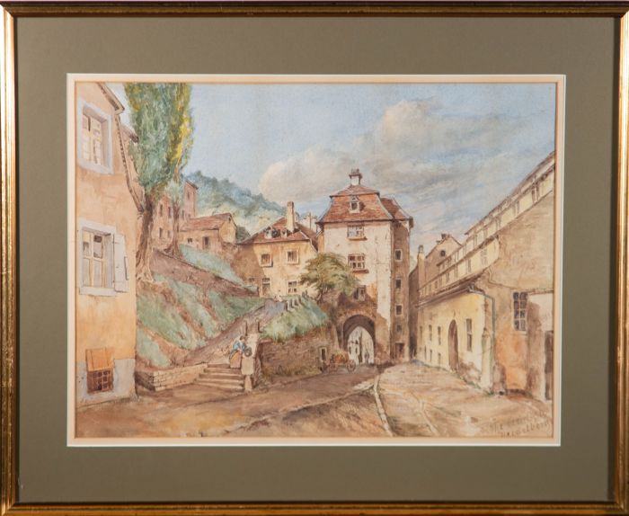 Attrib. T.M. Richardson Jnr. RWS (1813-1890) - 1858 Watercolour, The Old Gate