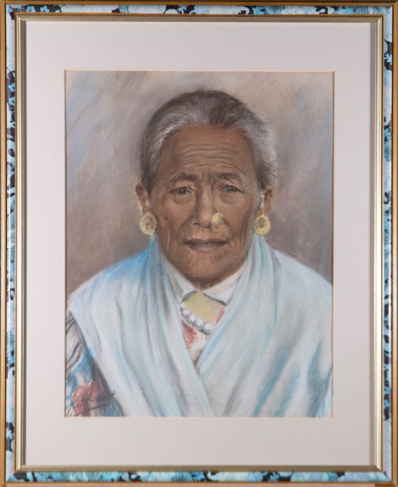 J. A. Hulbert (1900-1979) - Signed Mid 20th Century Pastel, Tibetan Woman
