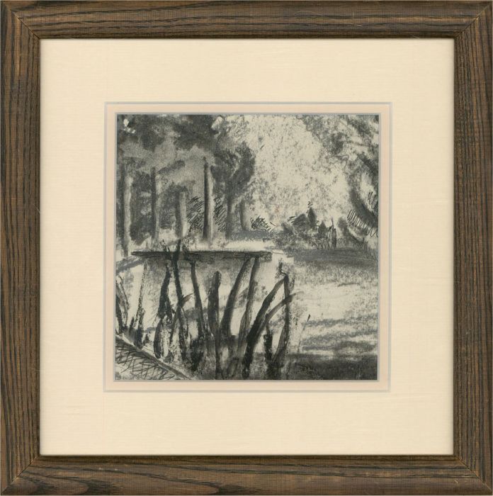Juliet Keyte - Contemporary Charcoal Drawing, Lake at Ruskin Mill