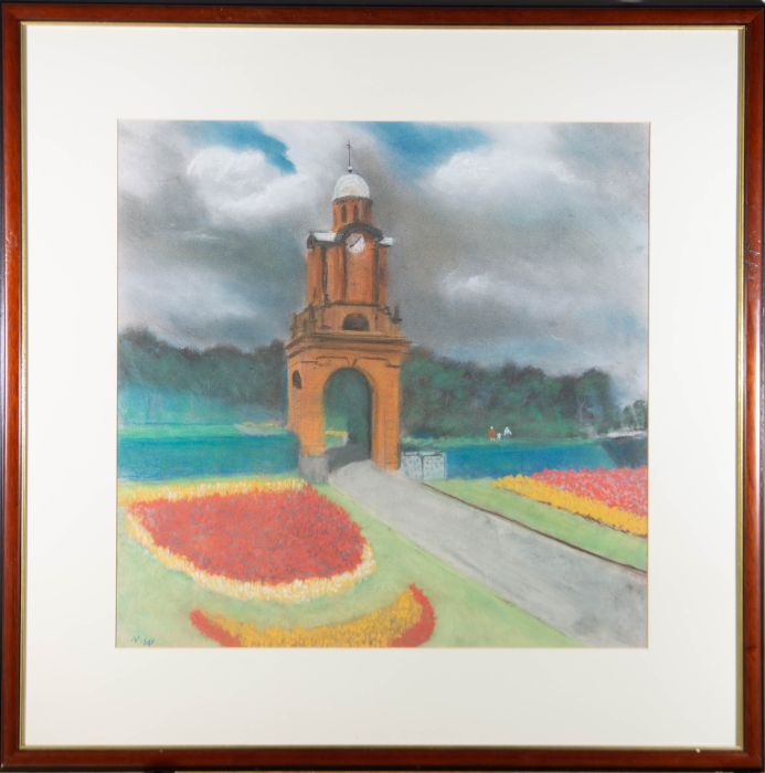 Framed 20th Century Pastel - Holbeck Clock Tower, Scarborough