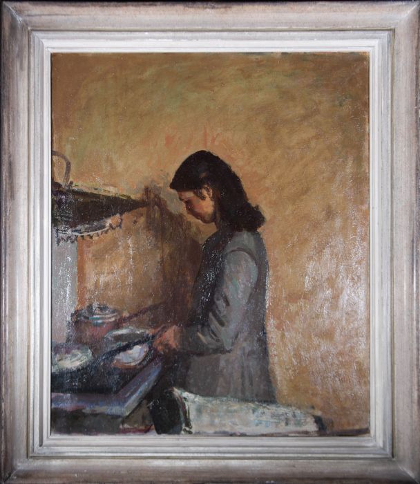 David Graham (b.1926) - Mid 20th Century Oil, In The Kitchen