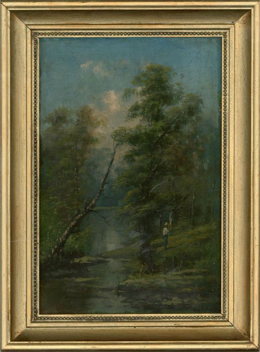 Late 19th Century Oil - Broken Tree Over The River