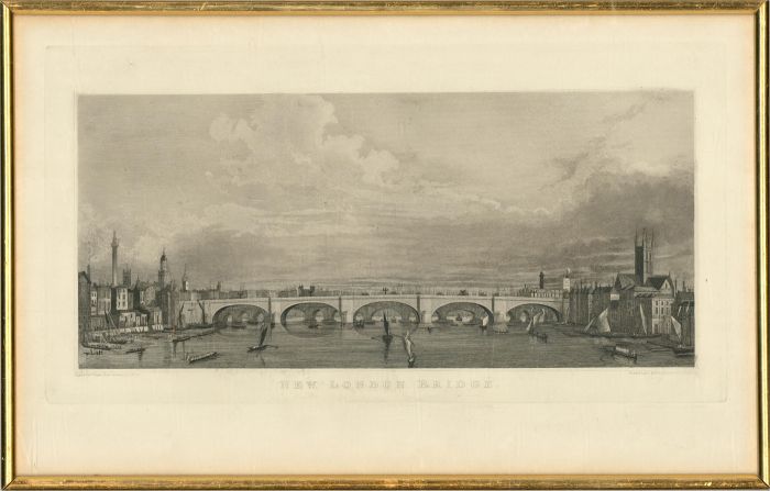 S Rogers after Augustus Pugin - 1831 Watercolour, New London Bridge