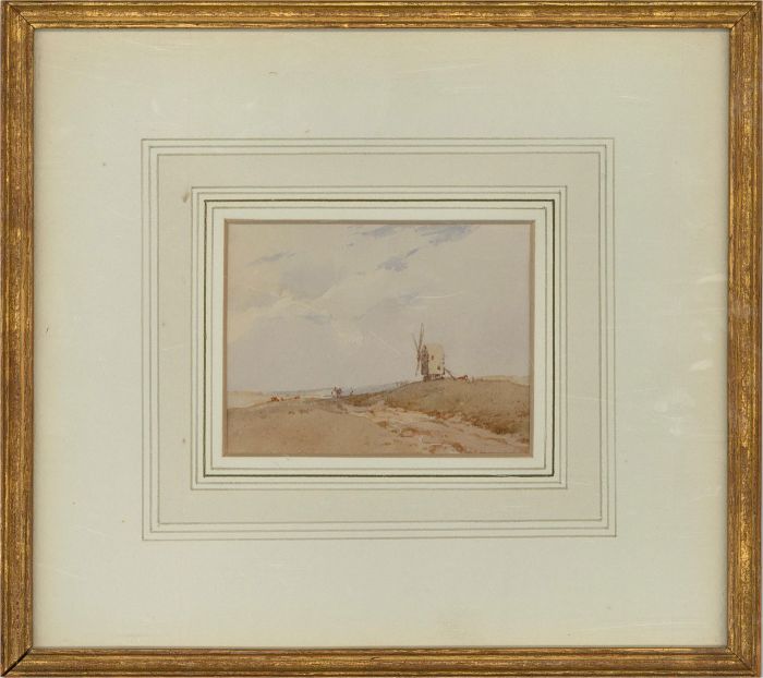 Mid 19th Century Watercolour - Hilltop Windmill