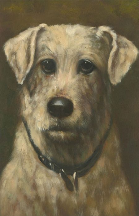 20th Century Oil - White Dog in Black Collar