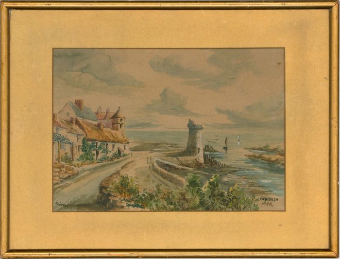 H. Stuart - 1939 Watercolour, Lynmouth Pier