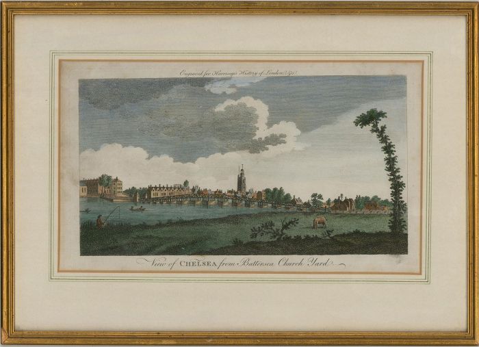 Framed Early 20th Century Engraving - Views of Chelsea from Battersea Church