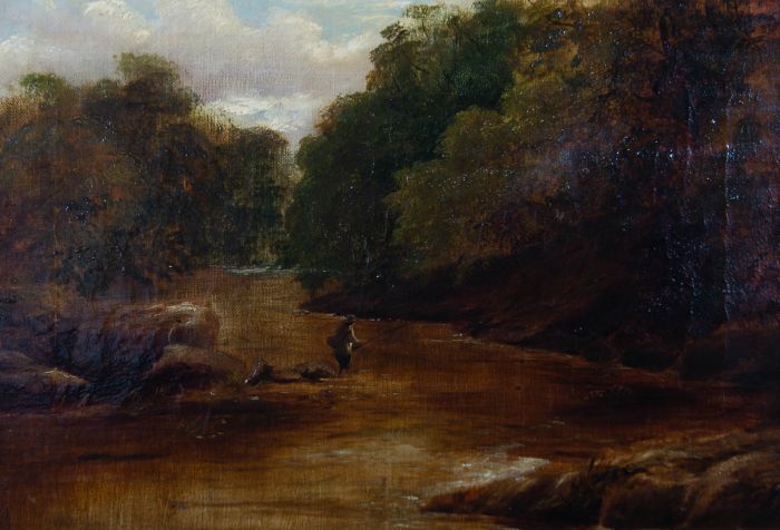 Late 19th Century Oil - River Fishing