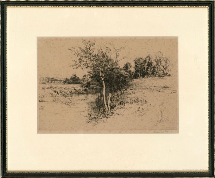 Bernard Eyre Walker (1887-1972) - Signed & Framed 1922 Etching, On the Windrush