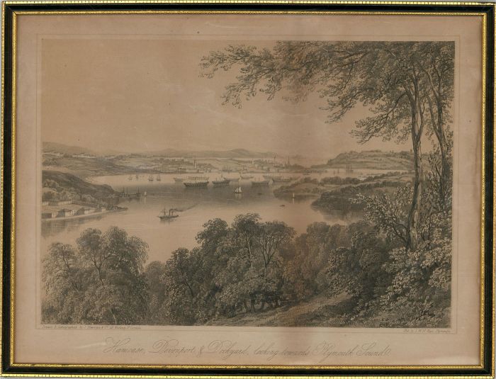 J. Newman & Co - Framed Late 19th Century Lithograph, Harmoaze at Devonport