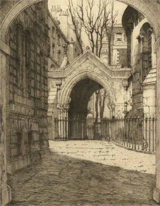 Ada Maud Parsons SWA - Contemporary Etching, Temple Porch, Bristol