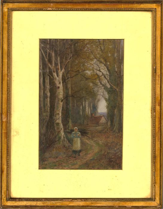 Richard Wane (1852-1904) - Late 19th Century Watercolour, Collecting Firewood