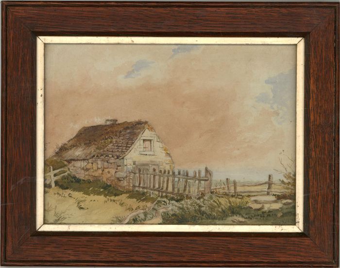 Framed Late 19th Century Watercolour - Rural Thatched Cottage