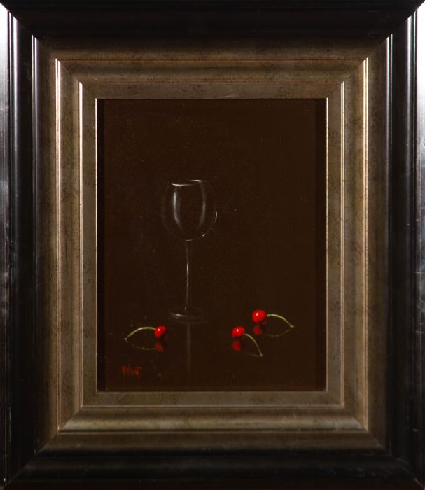 M. Wright - Contemporary Oil, Cherries and Wine in Darkness