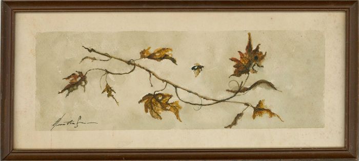 Mid 20th Century Watercolour - Autumnal Twig