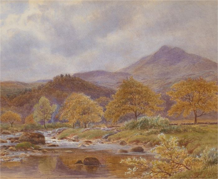 Harrison - Signed 1881 Watercolour, autumn Landscape