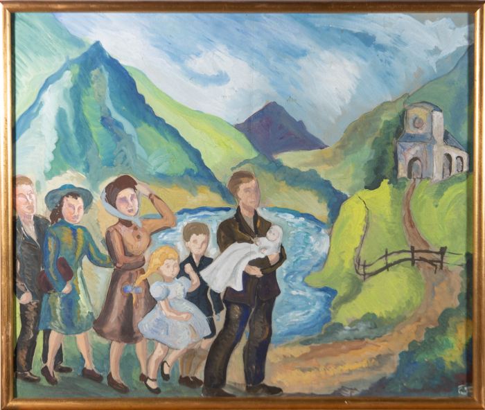 C. Fontaine - 1954 Gouache, The Christening Procession