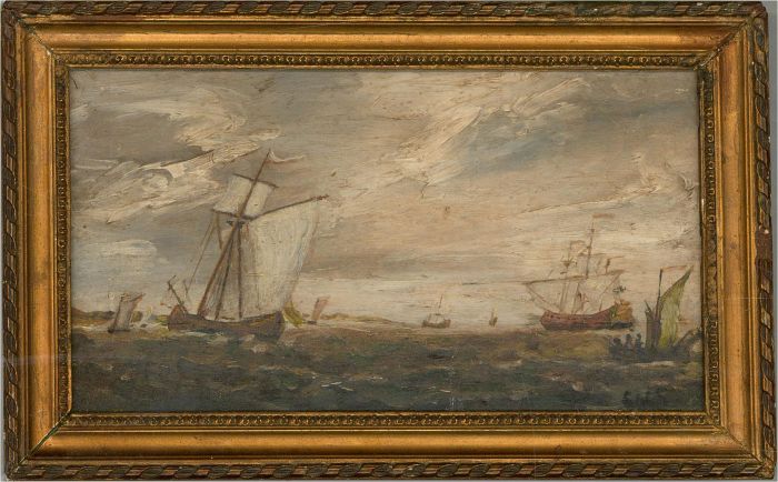 S.N - Framed Late 19th Century Oil, Maritime Study