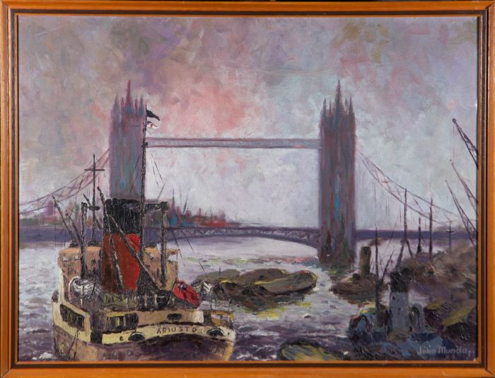 John Munday - 1975 Oil, The Ariosto On The Thames