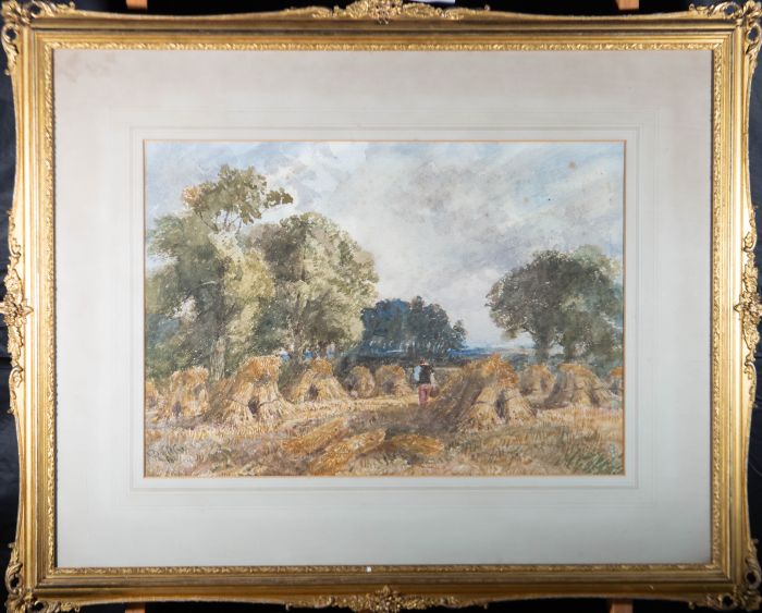 David Cox Jnr. ARWS (1809-1885) - 1945 Watercolour, Stooks Of Wheat