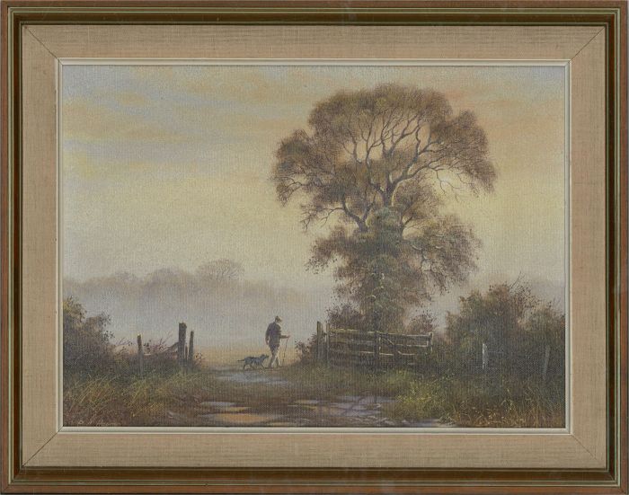 Framed Mid 20th Century Oil - A Winter's Walk
