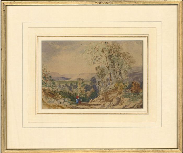 Late 19th Century Watercolour - Two Figures in Vast Landscape