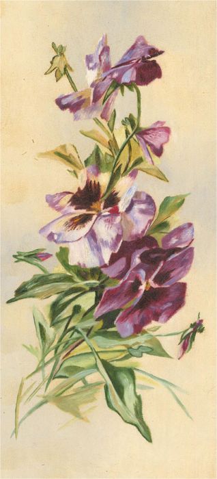 Mid 20th Century Oil - Purple Flowers