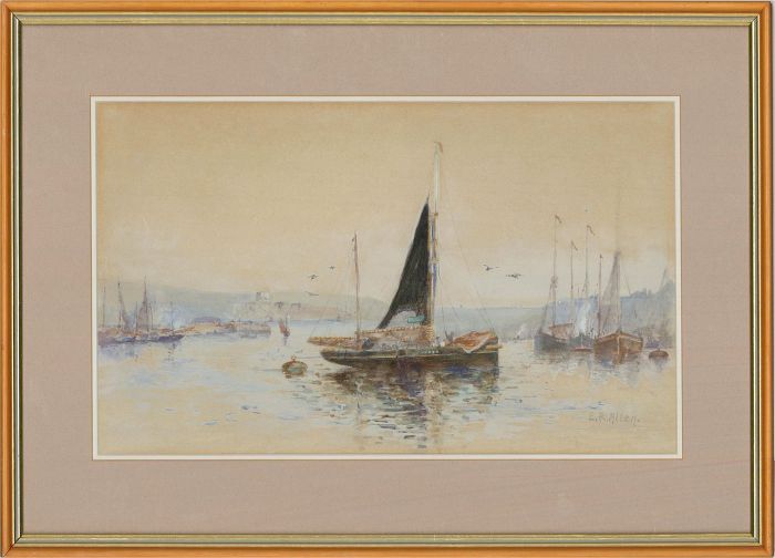 E.R. Allen - Late 19th Century Watercolour, Boats in a Harbour