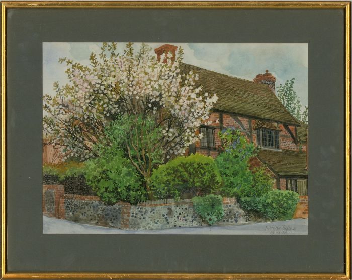 Juliette Palmer RBA (1930-2015) - 1974 Watercolour, Moor End Cottage, Cookham