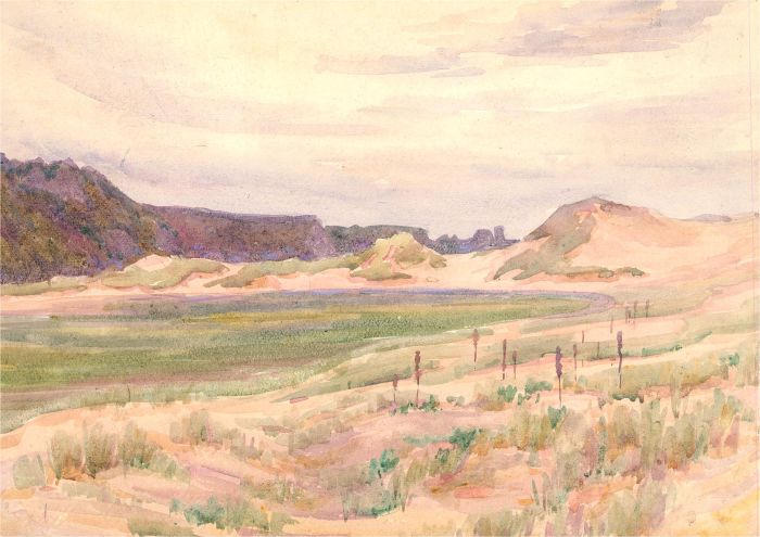 Mid 20th Century Watercolour - Sand Dunes on the Gower Coast