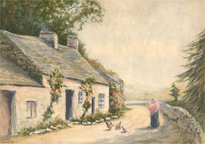 E.W. Long - Early 20th Century Watercolour, Welsh Cottage