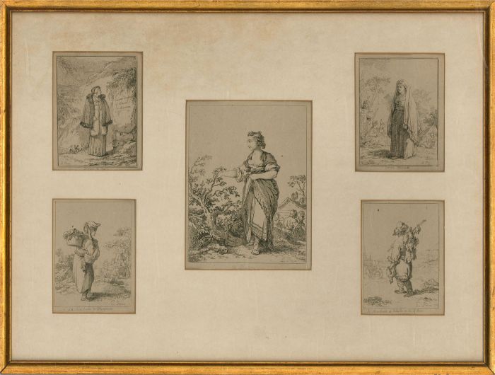 Jean Baptiste Le Prince (1734-1781) - Five Etchings, Fashions of Moscow