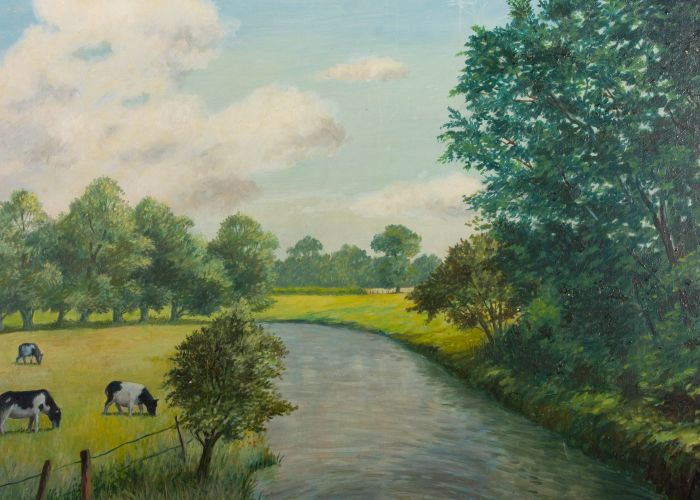 H.C. White  - 20th Century Oil, Cows by the Lake