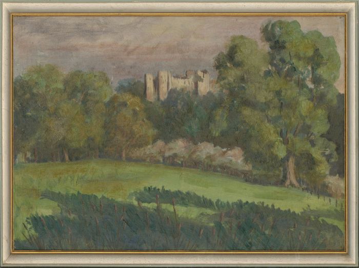 Framed 20th Century Oil - Castle in the Trees