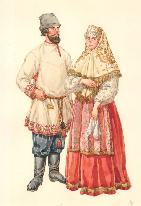 Fedorov Oleg (b.1959) - Signed 1996 Watercolour, Olonetsk Province Attire