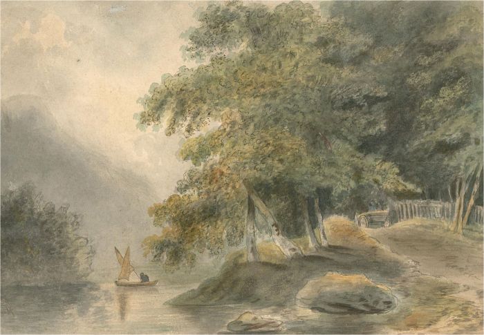 Framed Late 19th Century Watercolour - By River or Road