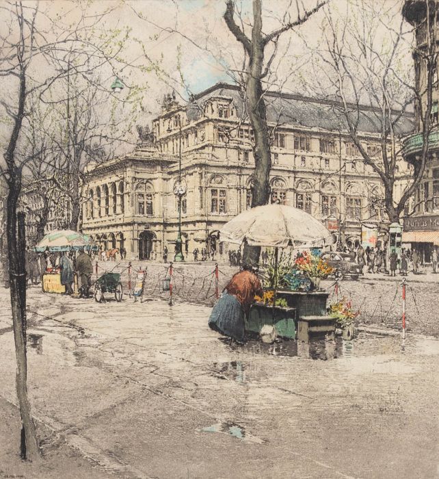 Robert Kasimir (1914-2002) - 1954 Etching, Vienna Opera House
