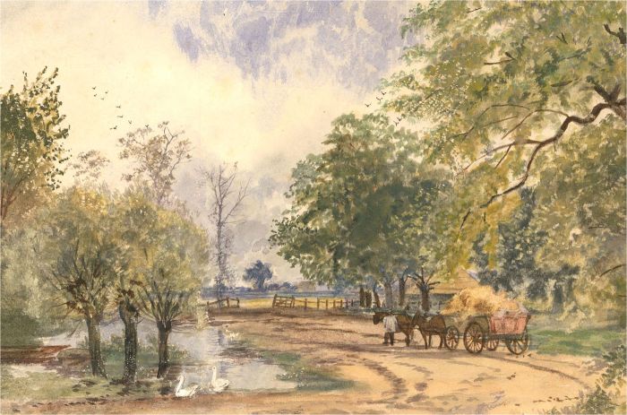 Framed Late 19th Century Watercolour - Woodland Road