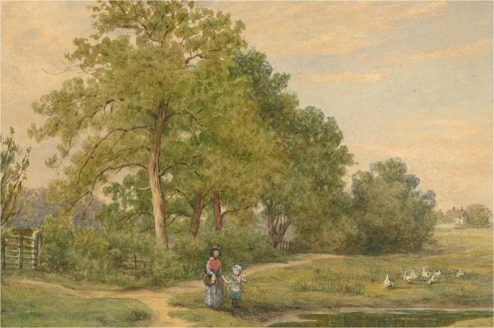 1874 Watercolour - The Duck Pond