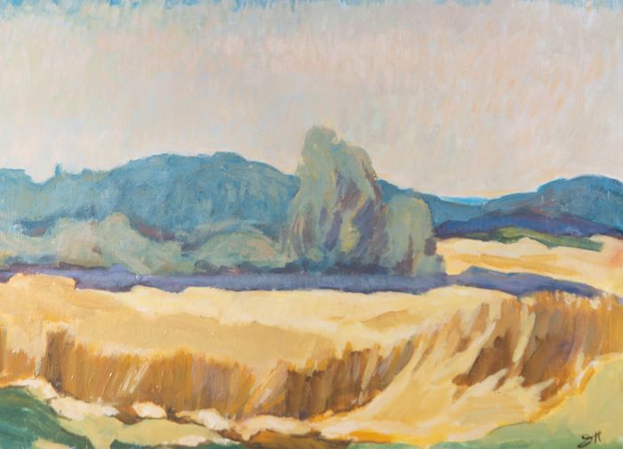 S.H - Impressionist Contemporary Oil, The Hay Field