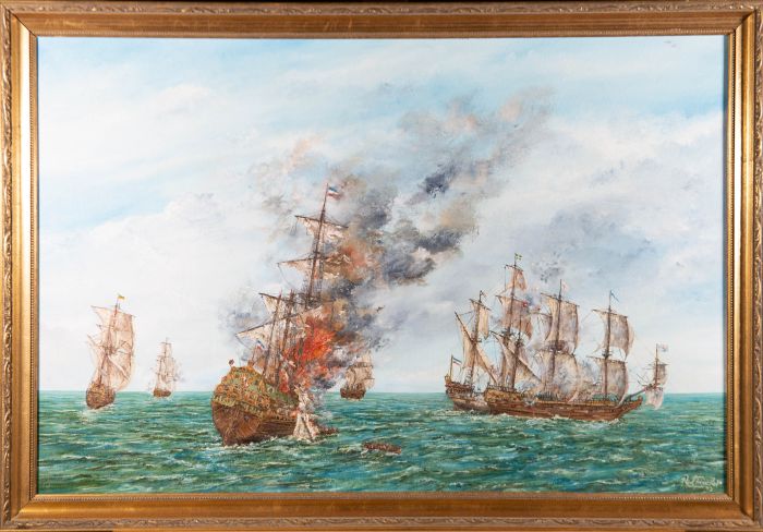 Paul Treacher - Signed & Framed Contemporary Oil, Battle Scene