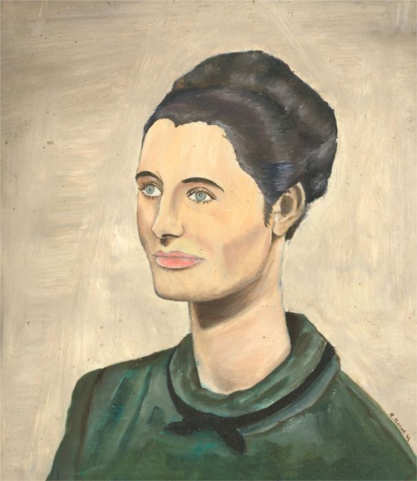 R. Sloane - Signed 1968 Oil, Woman in Green